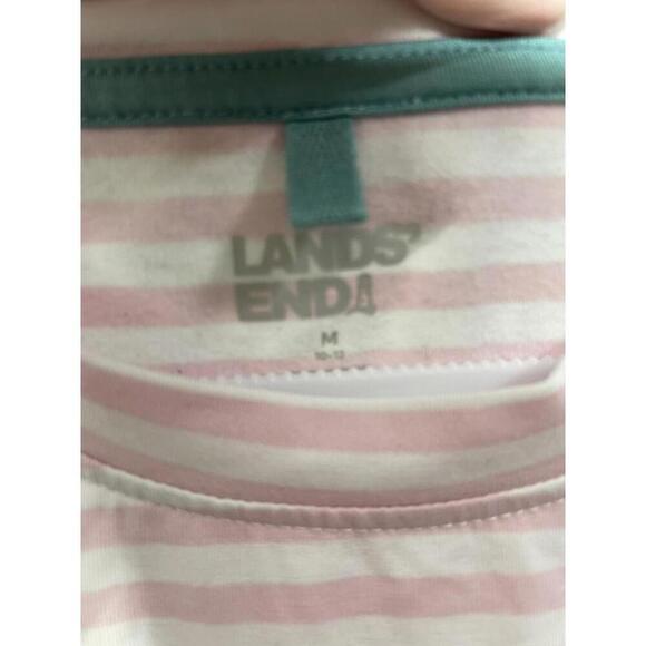 NWT LANDS' END Women's pink/white striped Knit Pajama Top Sz M 10-12 MSRP $49.95 - Picture 3 of 4